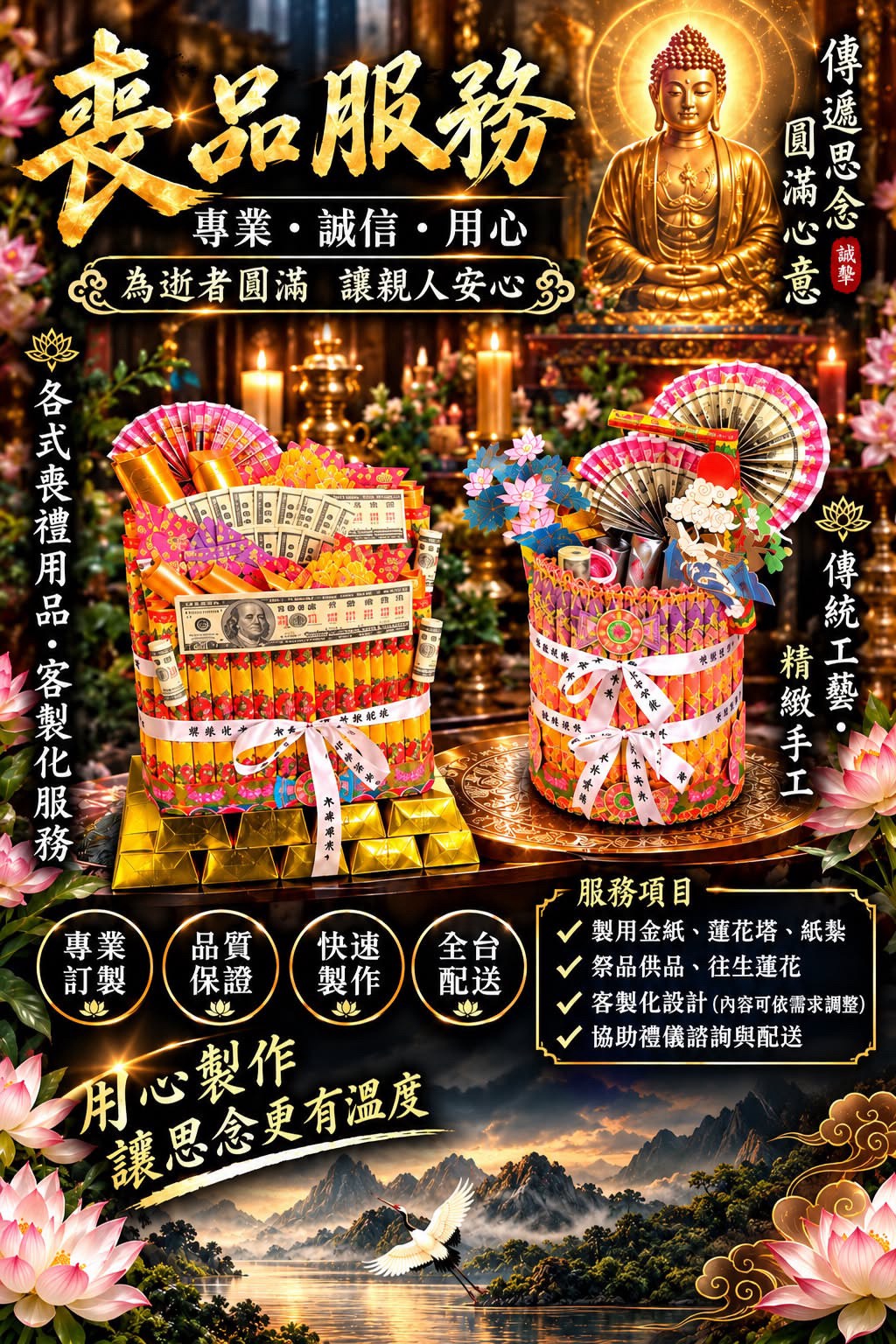 喪禮經紙與祭品客製作品展示